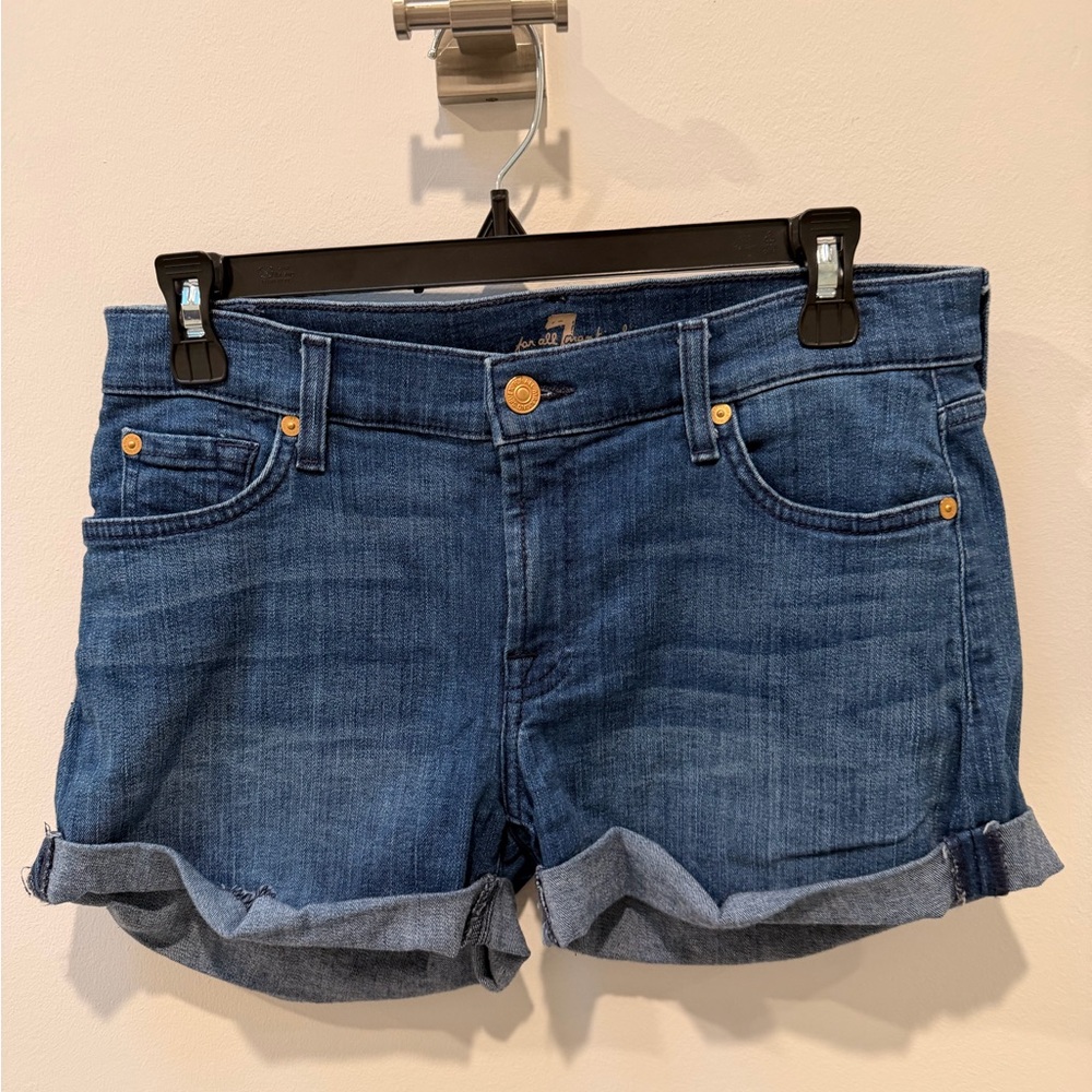 7 For All Mankind Dark Blue Jean Shorts